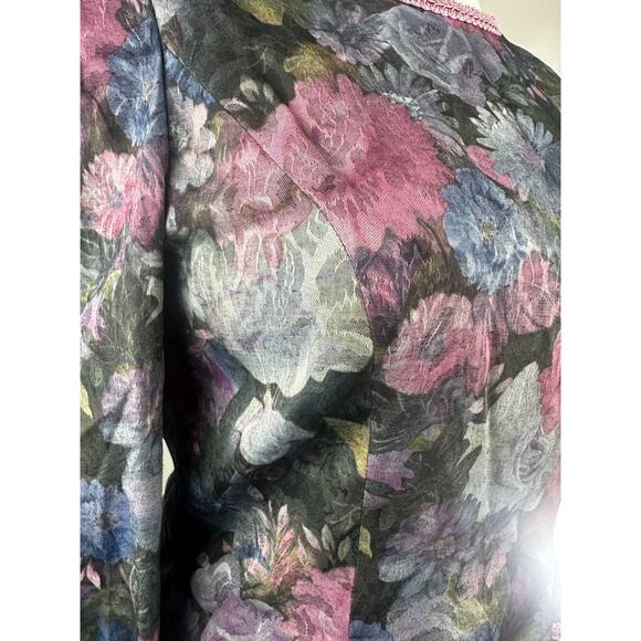 Vintage Unbranded Floral Peplum Dress Secretary Romantic Prairie Layered Size 16 - Picture 4 of 16